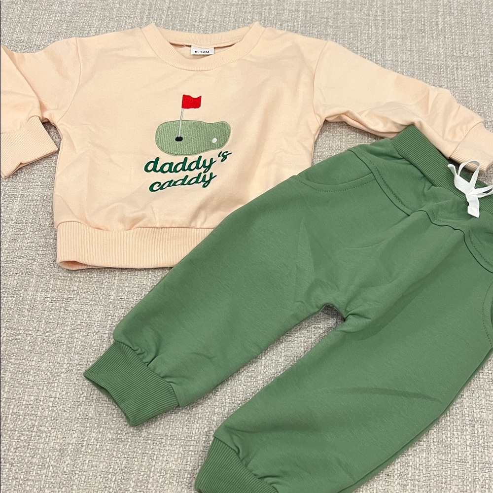 Kids' Cream and Green Jogger Set 6-12m